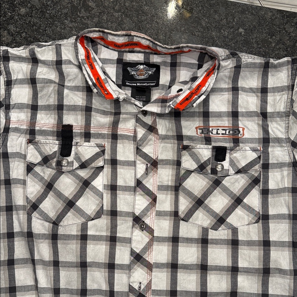 Harley-Davidson Black and White Checkered Shirt xxl